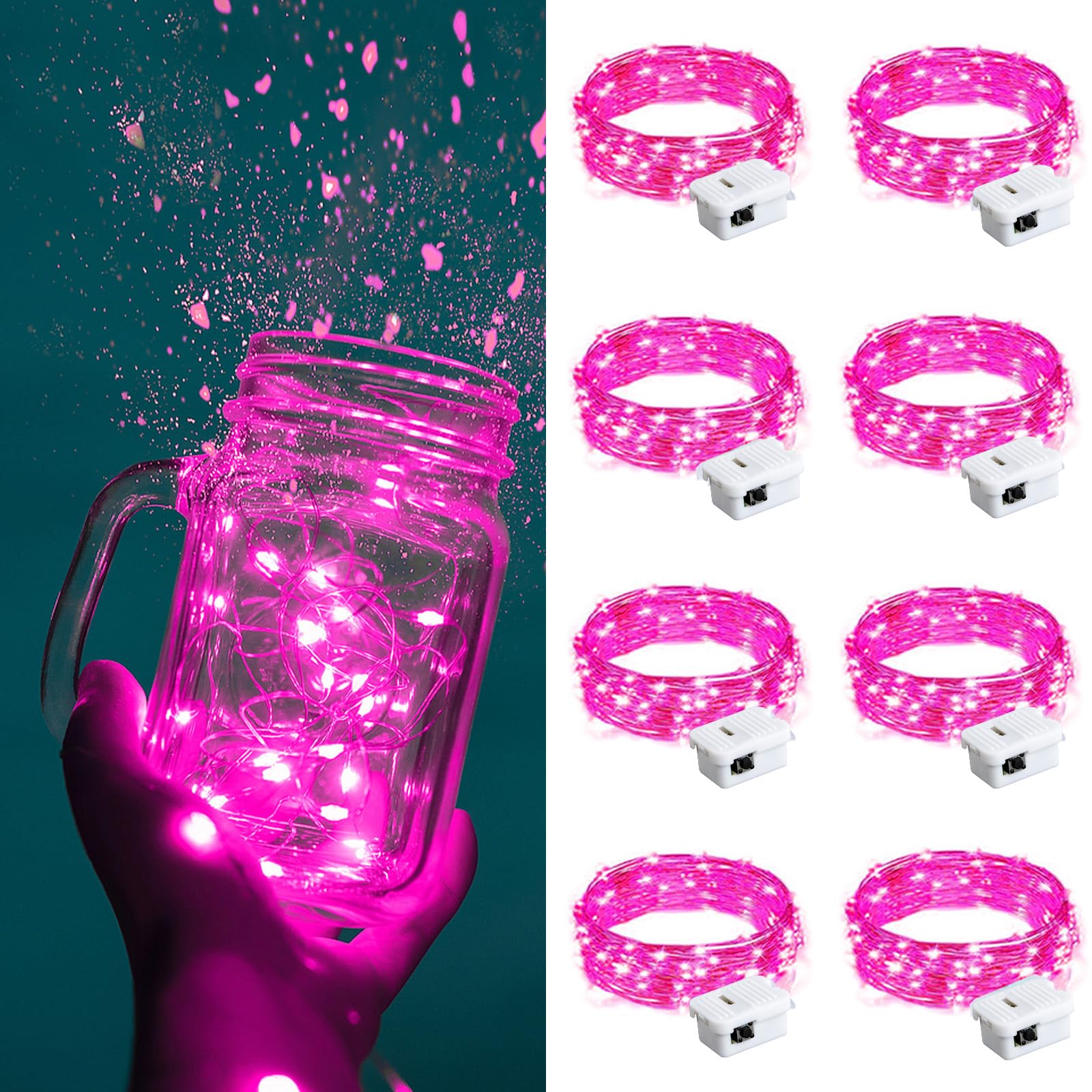 ZGWJ Fairy Lights Battery Operated, 50 Pack Twinkle String Lights 20 LED 7FT 3 Lighting Modes for Bedroom Decor, Easter, Halloween, Christmas, Party Indoor and Outdoor Decoration Colorful
