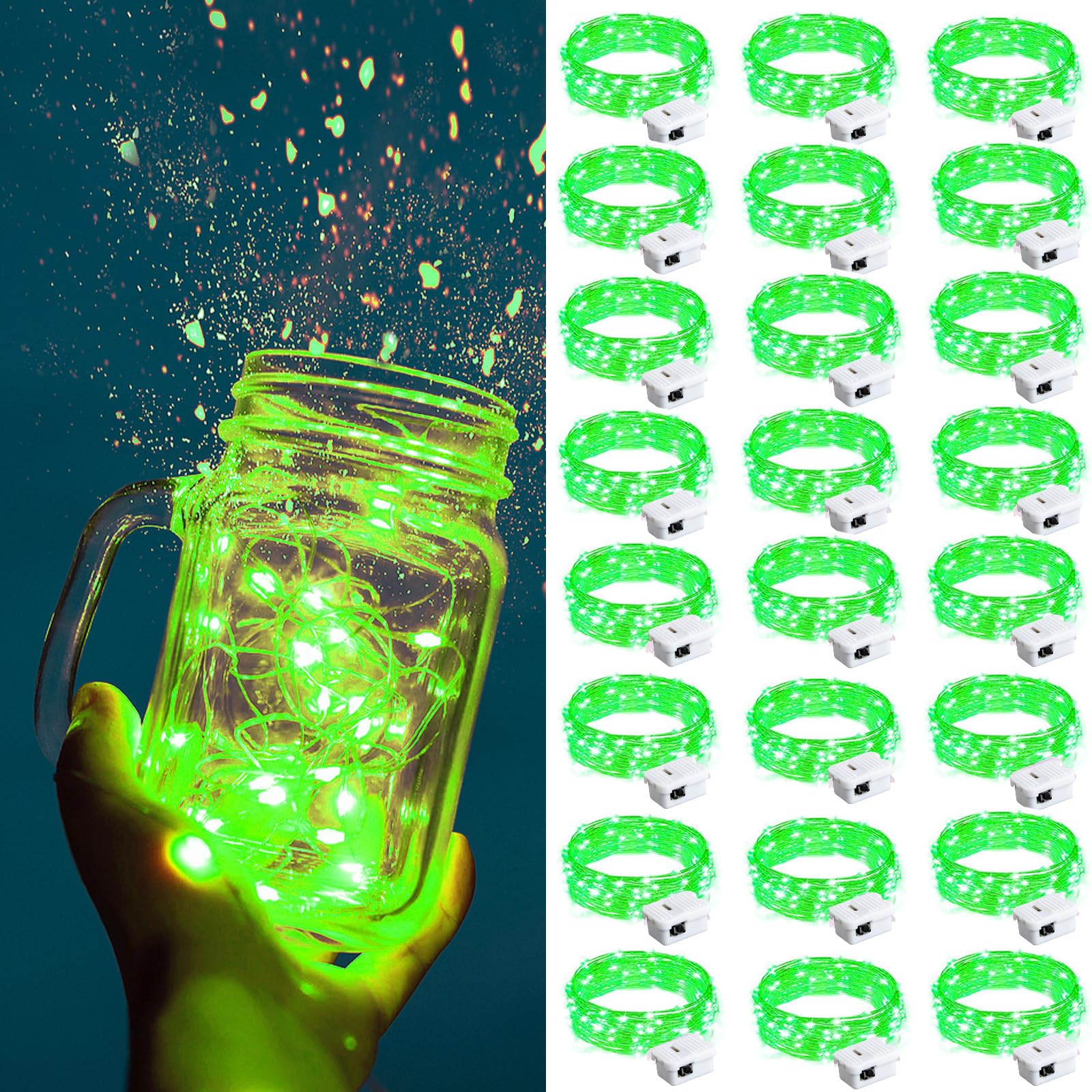 ZGWJ Fairy Lights Battery Operated, 50 Pack Twinkle String Lights 20 LED 7FT 3 Lighting Modes for Bedroom Decor, Easter, Halloween, Christmas, Party Indoor and Outdoor Decoration Colorful
