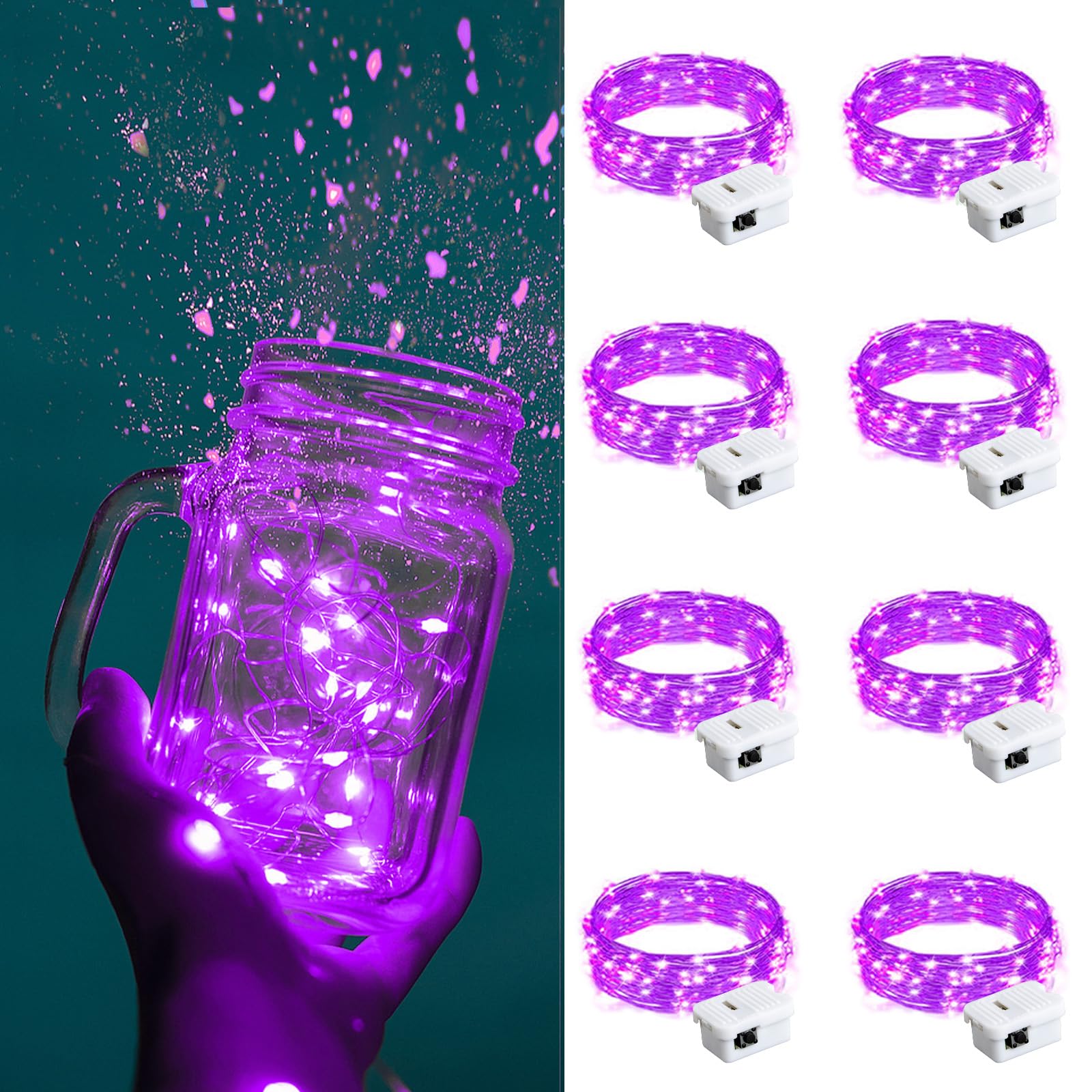 ZGWJ Fairy Lights Battery Operated, 50 Pack Twinkle String Lights 20 LED 7FT 3 Lighting Modes for Bedroom Decor, Easter, Halloween, Christmas, Party Indoor and Outdoor Decoration Colorful