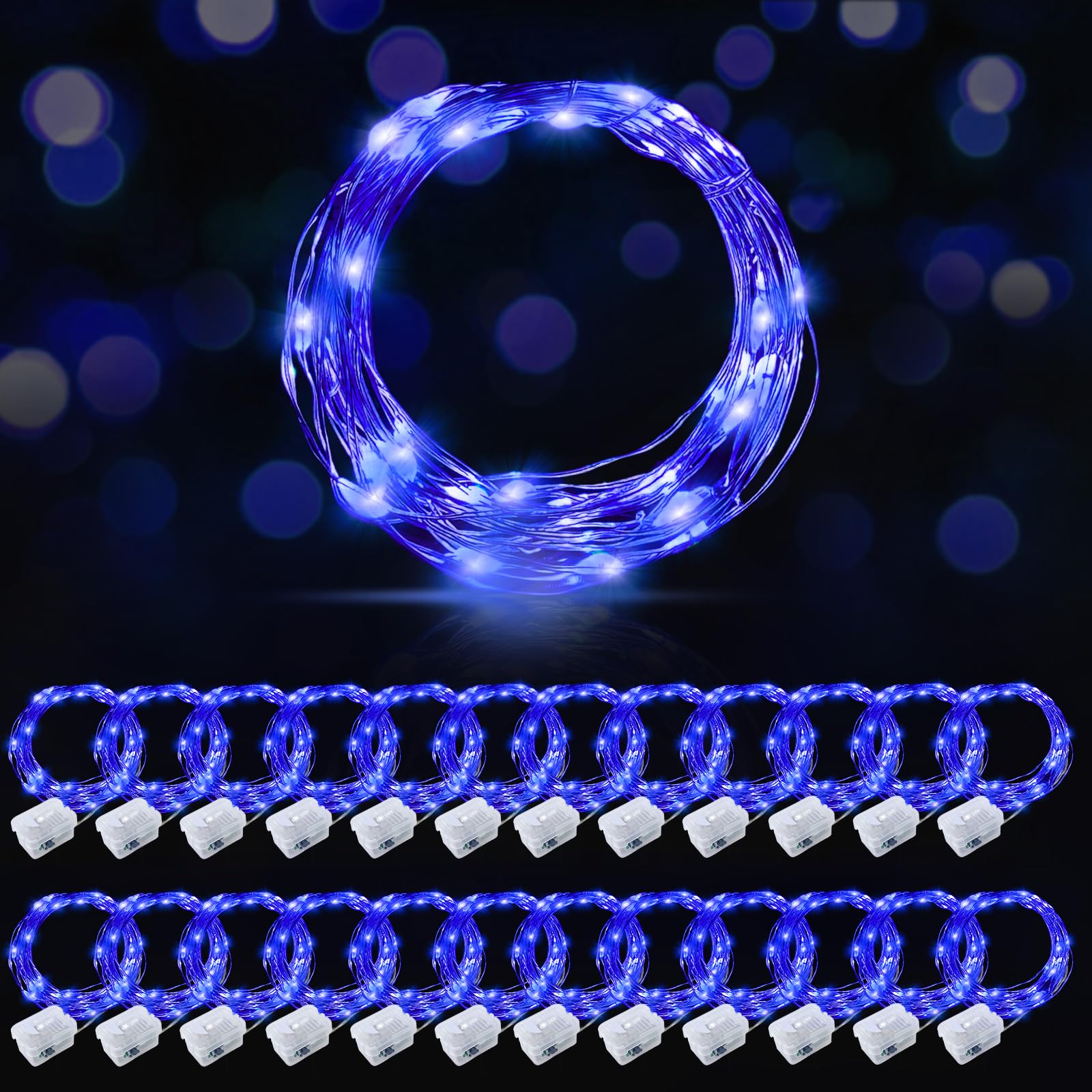 AIKEI 48 Pack LED Fairy Lights Battery Operated, Fairy String Lights Waterproof 7 Feet 20 Led Firefly Starry Lamps for Wedding Party Bedroom Garden Halloween Christmas Decoration White