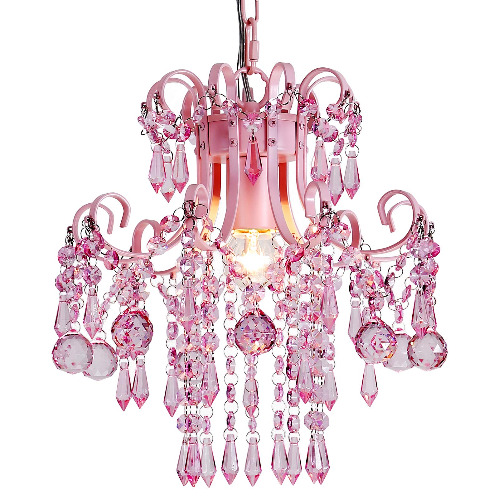Q&S Modern Gold Crystal Chandelier Amber Crystal Pendant Light 6 Lights for Bedroom Dining Room Entryway Hallway Office Bathroom UL Listed