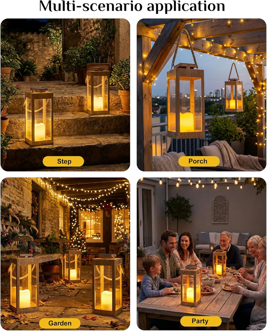 Solar Lanterns Outdoor Waterproof, 2-Pack 13.2" Led Flickering Flameless Candle Lantern, Metal Lanterns Decorative, Hanging Solar Lantern for Garden, Patio, Front Porch,Wedding Decor, Table