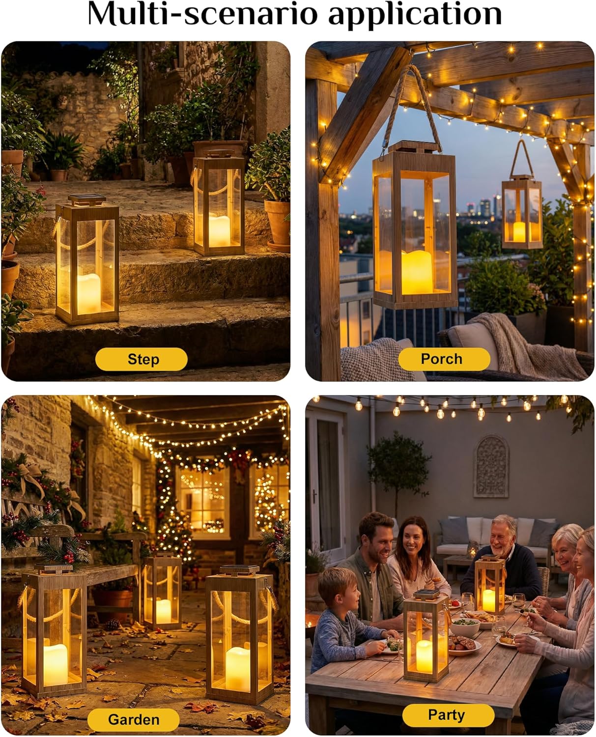 Solar Lanterns Outdoor Waterproof, 2-Pack 13.2" Led Flickering Flameless Candle Lantern, Metal Lanterns Decorative, Hanging Solar Lantern for Garden, Patio, Front Porch,Wedding Decor, Table