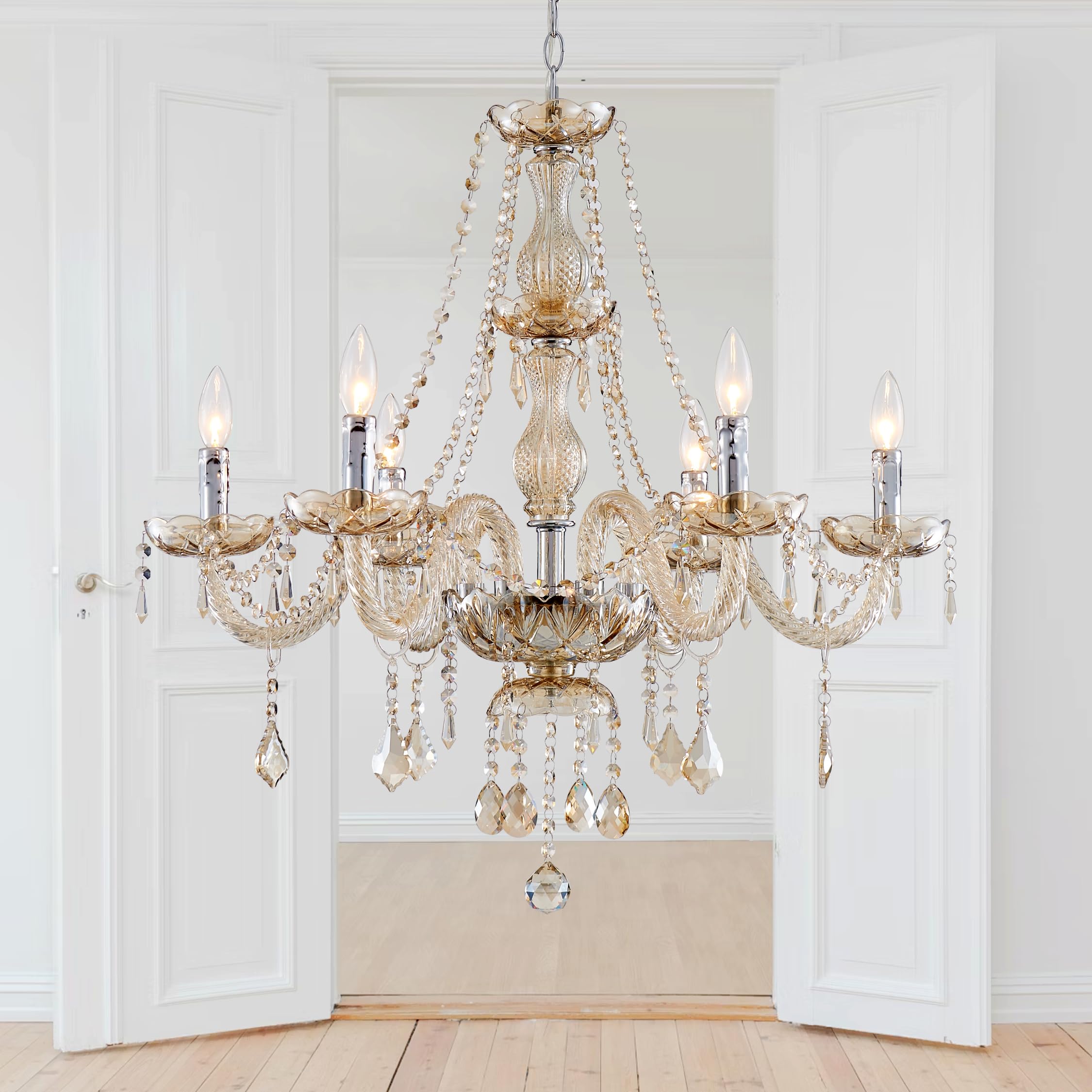 Saint Mossi 5 Light Modern Contemporary Elegant K9 Crystal Glass Chandelier Pendant Ceiling Lighting Fixture