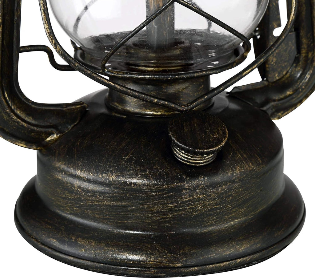 Franklin Iron Works Murphy Industrial Rustic Accent Table Lamp Miner Lantern 23" High Weathered Bronze Metal Clear Glass Oatmeal Fabric Drum Shade Decor for Living Room Bedroom House Bedside