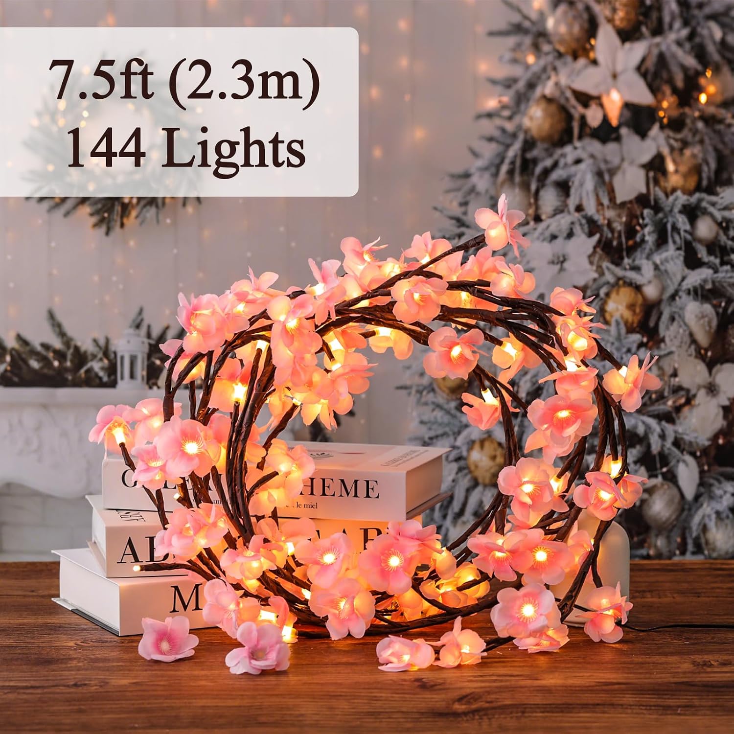 Drawelry LED Willow Vines Light, DIY Enchanted Wall Decoration Vine Flower Lights, Creative Wall Bedrooms Decor Christmas Home Gift for Family (144 Lights(7.5ft))