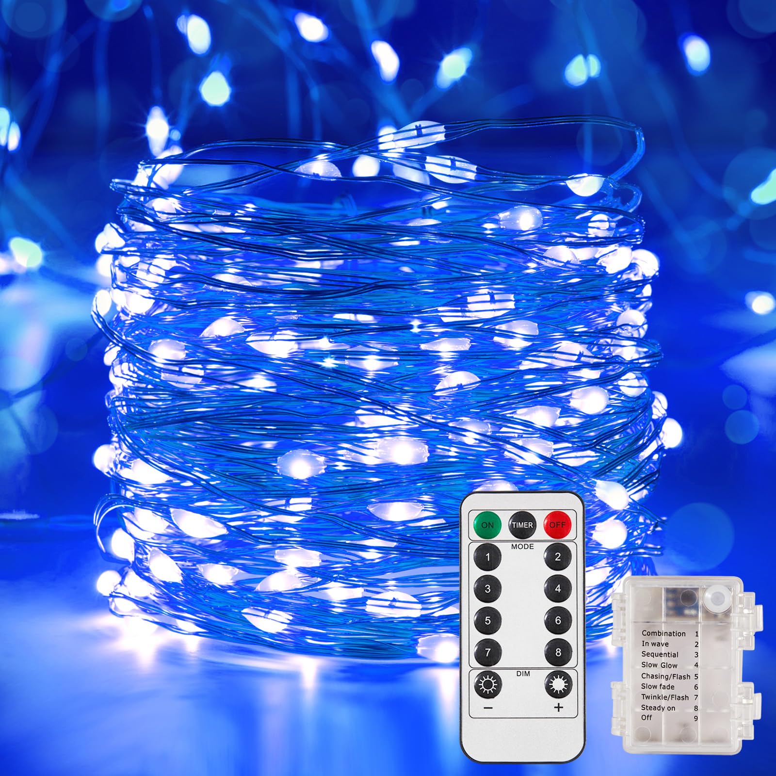 Ariceleo 4 Pack 65.6 Ft. Battery Operated Outdoor String Lights with Remote & Timer, LED Warm White Fairy Lights, Waterproof Twinkle Lights for Bedroom, Dorm, Mason Jar, Wedding, Party, Christmas