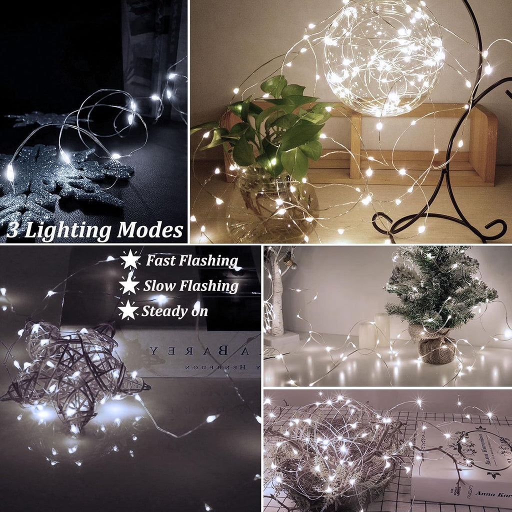 AIKEI 48 Pack LED Fairy Lights Battery Operated, Fairy String Lights Waterproof 7 Feet 20 Led Firefly Starry Lamps for Wedding Party Bedroom Garden Halloween Christmas Decoration White