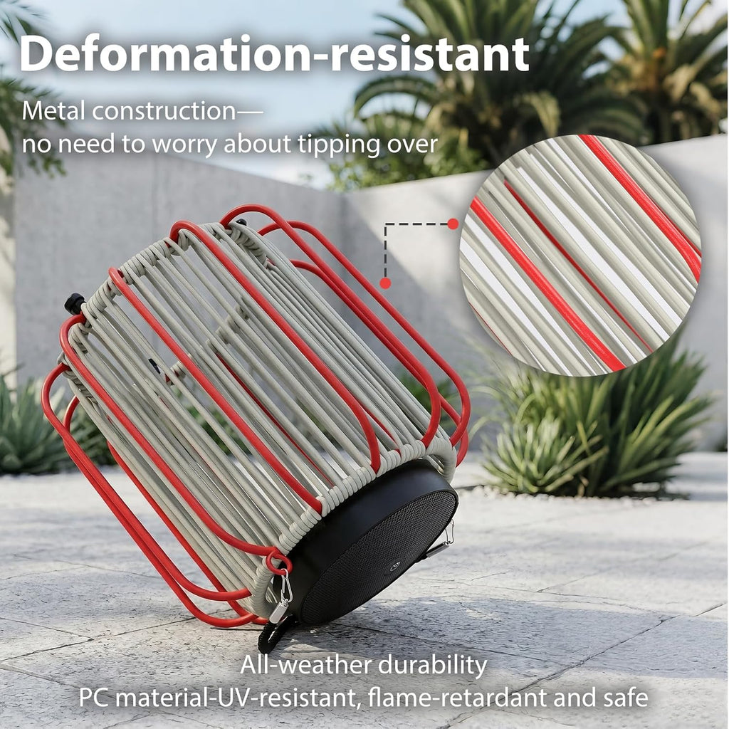Solar Lanterns Outdoor Waterproof, Wicker Rattan Table Lamp with Iron Protective Frame, Rechargeable Hanging Lantern 30H+ Runtime, Dual USB-C/Solar, 3 Modes, IP54 – Patio Boho Decor Light