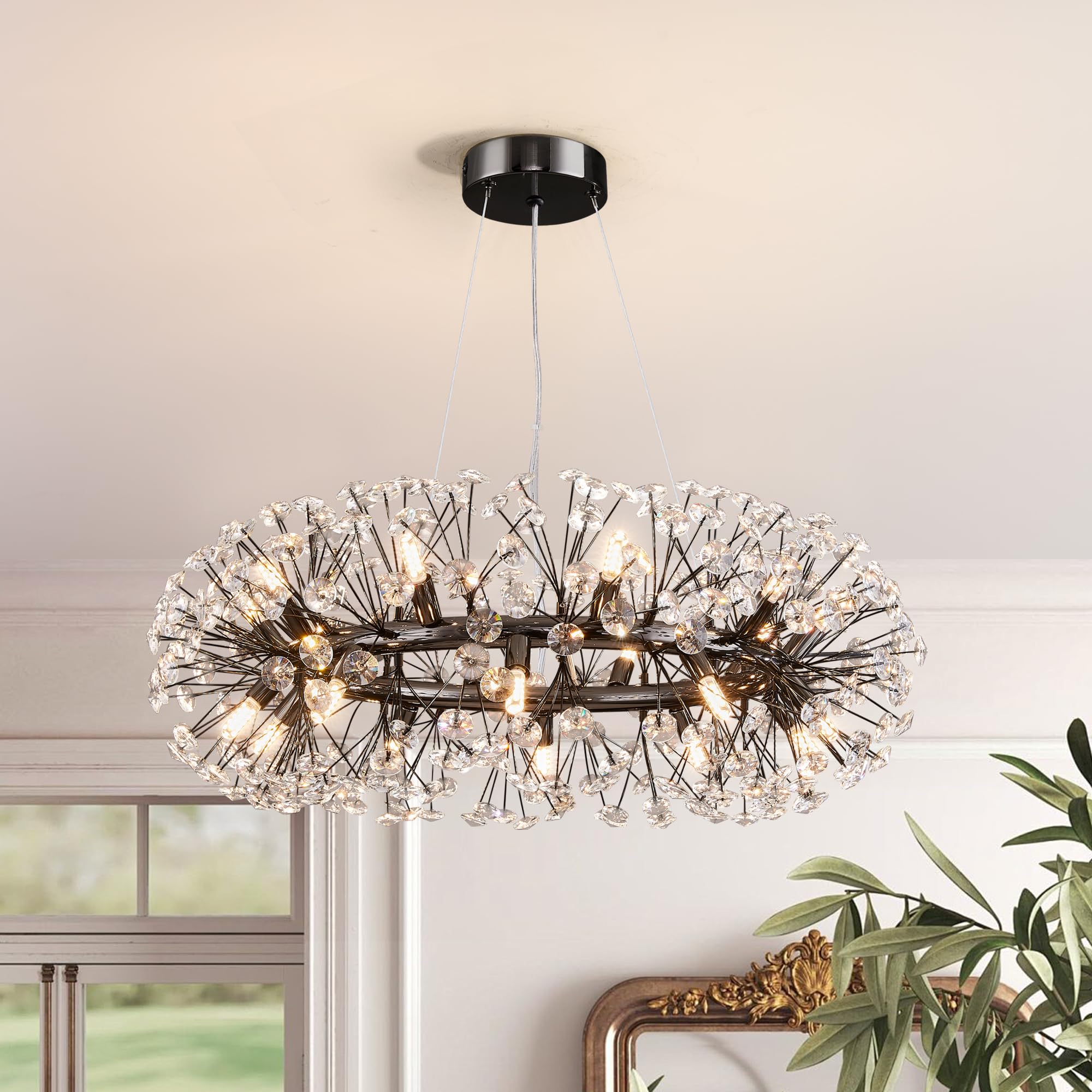8-Light Modern Silver Crystal Chandelier 23.6", Tree Branch Pendant Lighting for Home