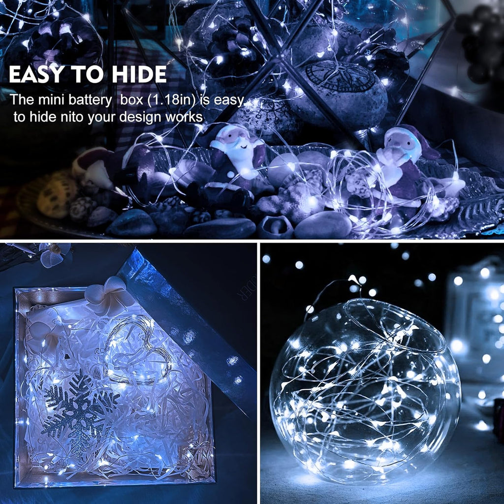 AIKEI 48 Pack LED Fairy Lights Battery Operated, Fairy String Lights Waterproof 7 Feet 20 Led Firefly Starry Lamps for Wedding Party Bedroom Garden Halloween Christmas Decoration White