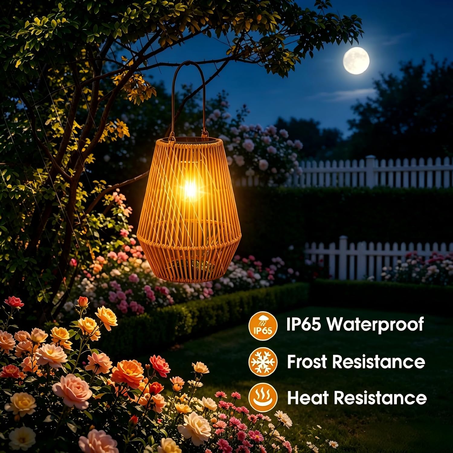 Solar Lanterns Outdoor Waterproof, KagoLing Solar Lanterns Outdoor Gifts for Women Mom Grandma Hanging Solar Lights Outdoor Handwoven Rattan Garden Decor for Outside, Patio, Yard, Porch, Lawn, 2 Pack