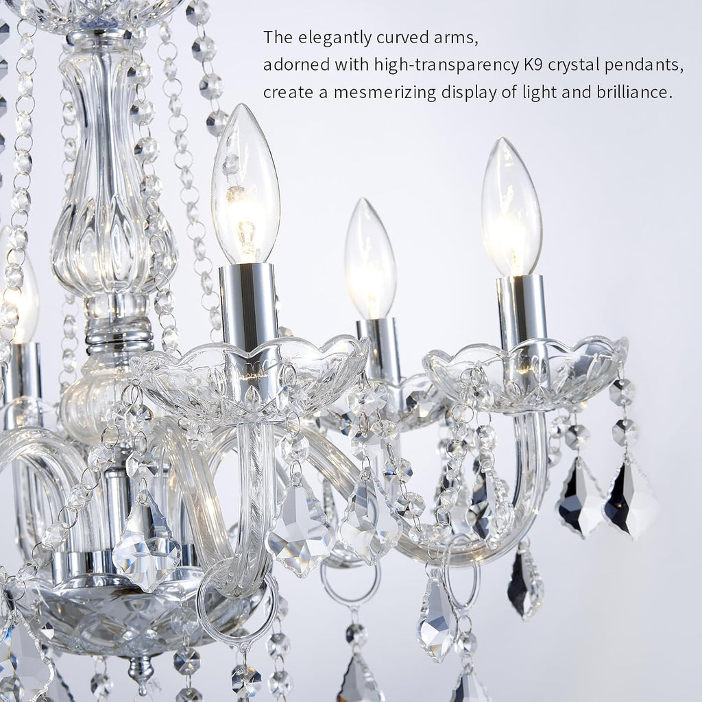 Crystal Chandelier Light Fixture, Modern K9 Crystal Chandelier Dining Room Light Fixture, Crystal Pendant Ceiling Light for Bedroom Modern Lighting Fixture for Living Room Kitchen Island Hallway