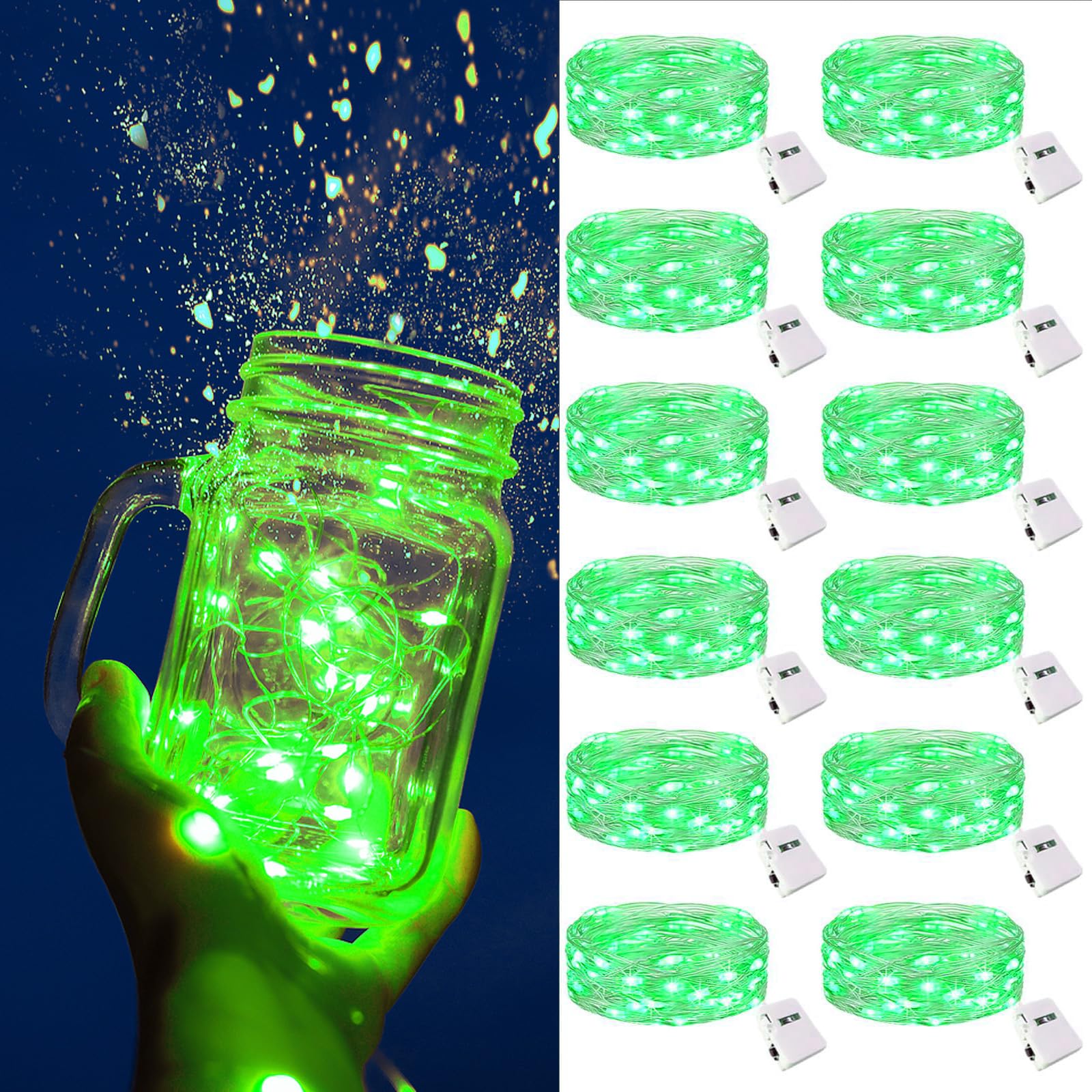 ZGWJ Fairy Lights Battery Operated, 50 Pack Twinkle String Lights 20 LED 7FT 3 Lighting Modes for Bedroom Decor, Easter, Halloween, Christmas, Party Indoor and Outdoor Decoration Colorful