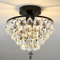 YYJLX Modern E26 Small Crystal Chandelier Semi Flush Mount Ceiling Light Fixture Silver Ceiling Lamp for Hallway Bedroom Bathroom Closet Bedroom Foyer （Chrome）
