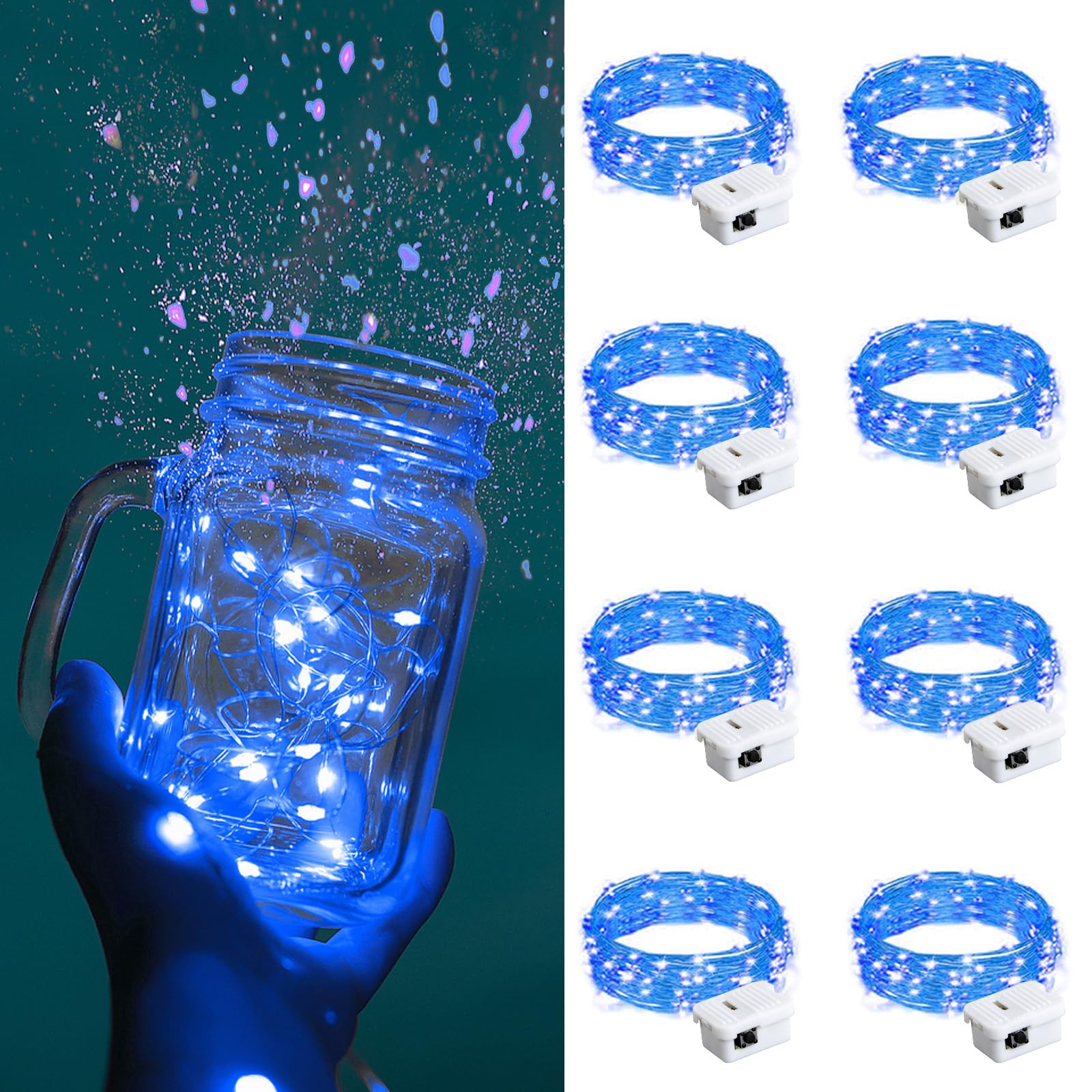 ZGWJ Fairy Lights Battery Operated, 50 Pack Twinkle String Lights 20 LED 7FT 3 Lighting Modes for Bedroom Decor, Easter, Halloween, Christmas, Party Indoor and Outdoor Decoration Colorful