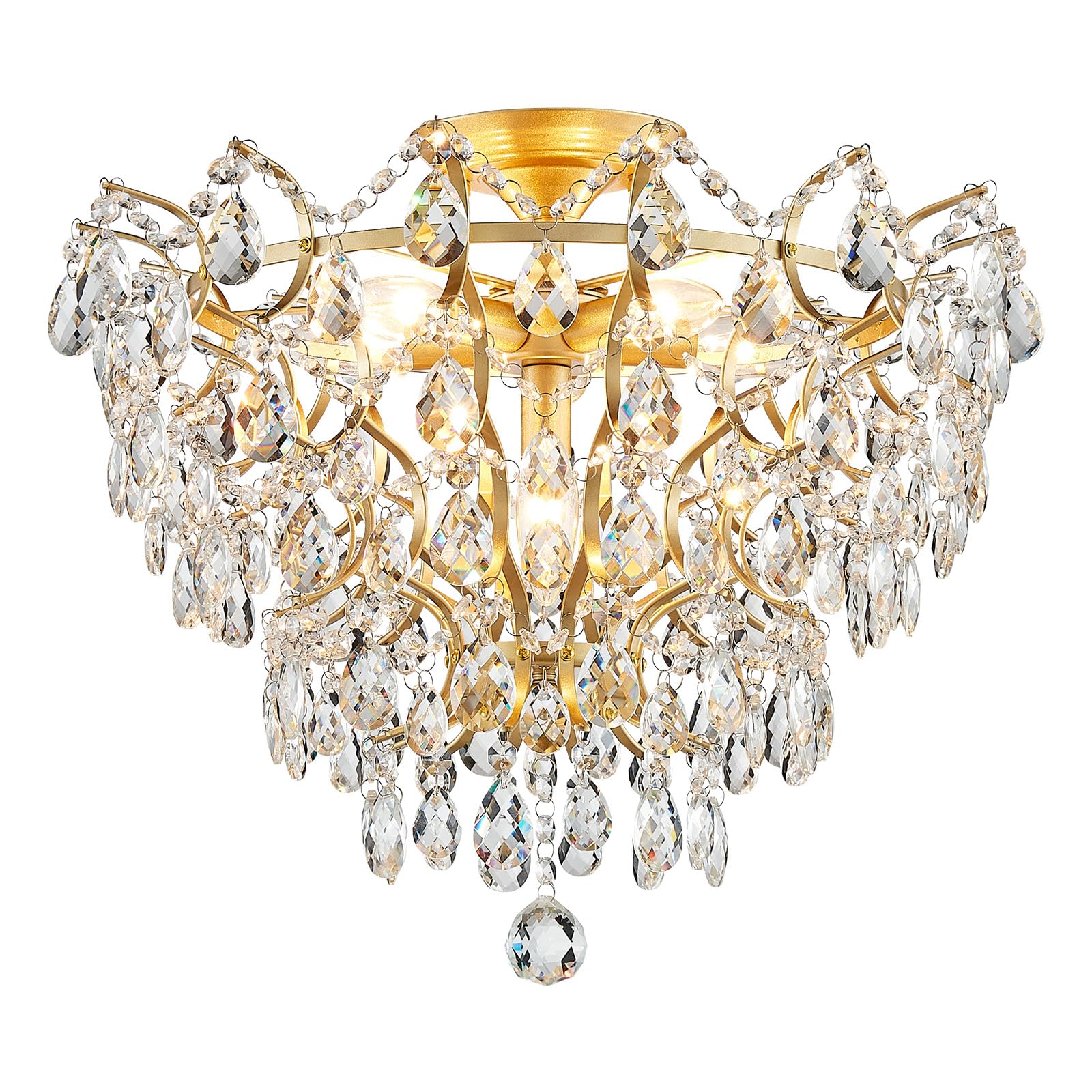 WUZUPS Crystal Chandelier 10-Light Pendant Ceiling Light Modern Lighting Fixture for Dining Room Hallway Bedroom Kitchen Bathroom, H 27.6" x W 22.8", E12 Base, Black