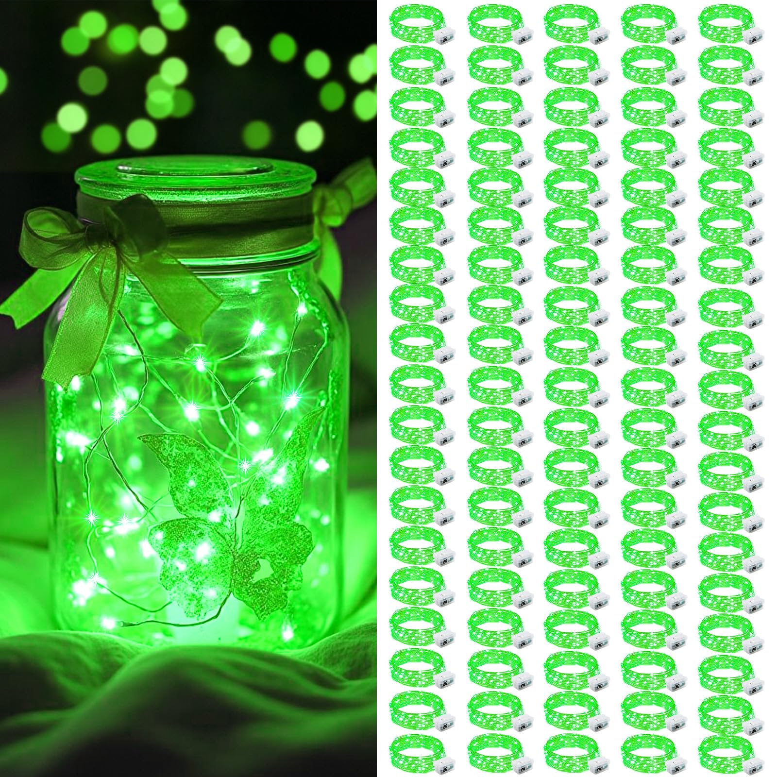AIKEI 48 Pack LED Fairy Lights Battery Operated, Fairy String Lights Waterproof 7 Feet 20 Led Firefly Starry Lamps for Wedding Party Bedroom Garden Halloween Christmas Decoration White