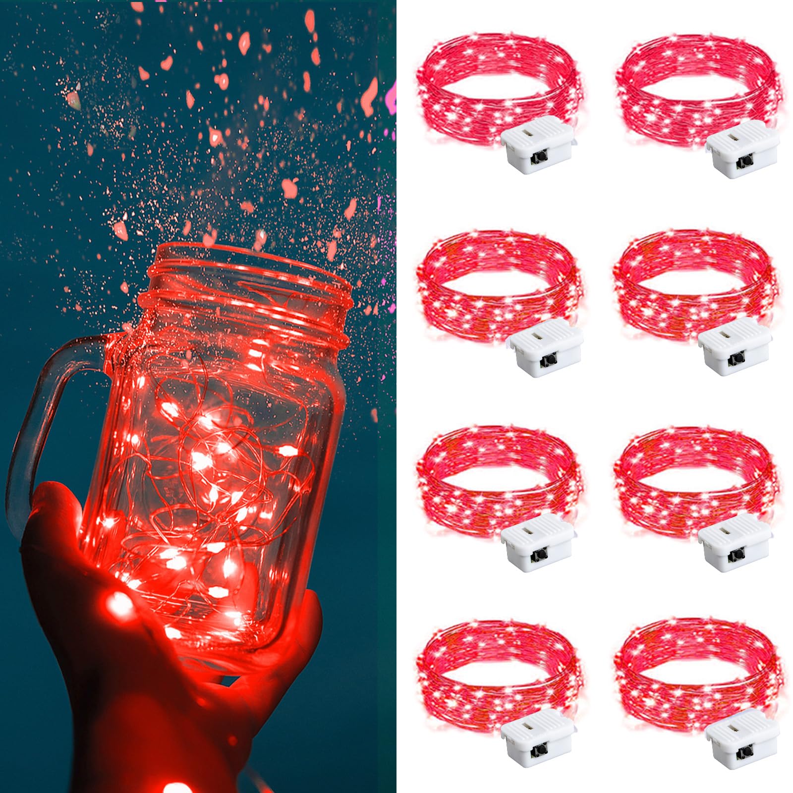 ZGWJ Fairy Lights Battery Operated, 50 Pack Twinkle String Lights 20 LED 7FT 3 Lighting Modes for Bedroom Decor, Easter, Halloween, Christmas, Party Indoor and Outdoor Decoration Colorful