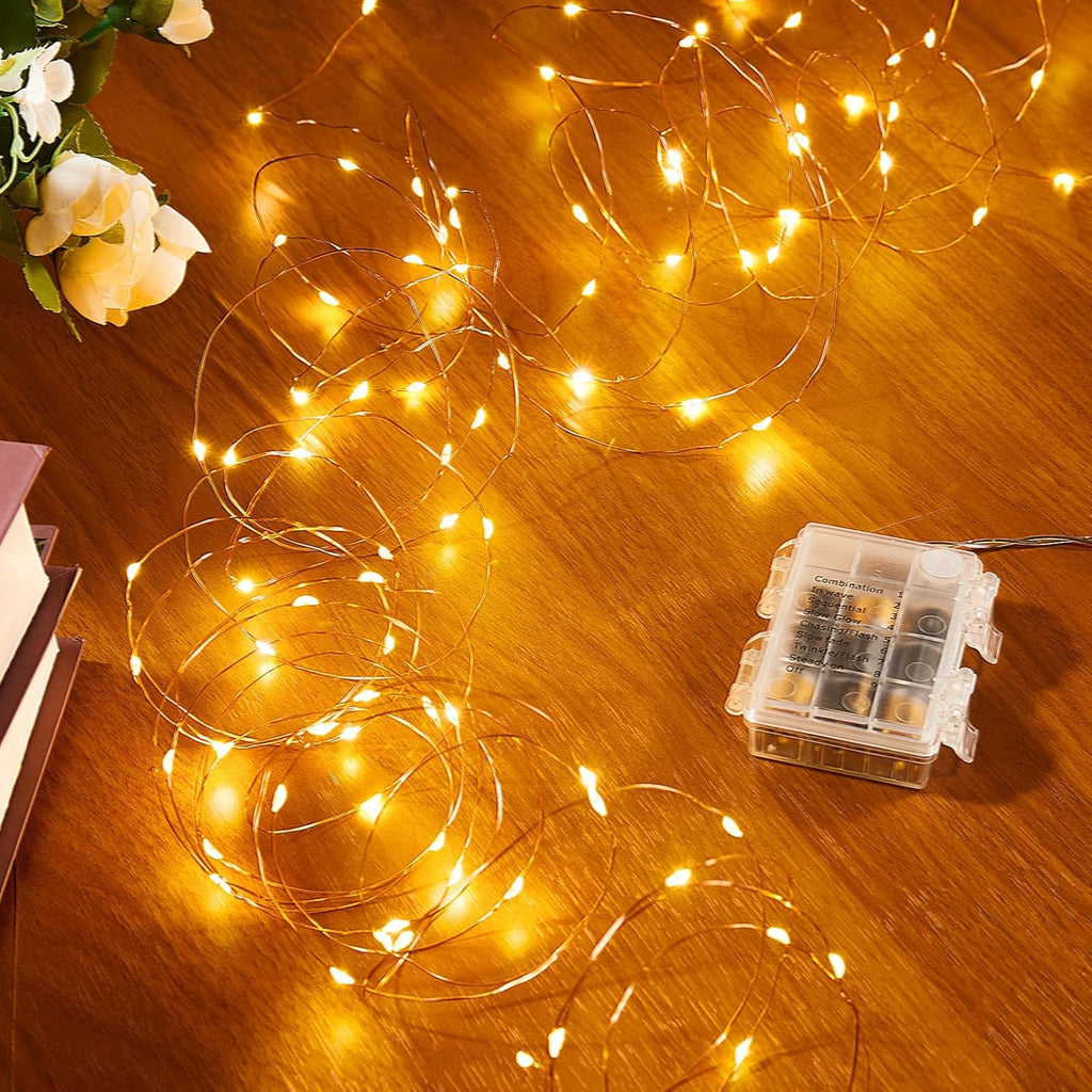 Ariceleo 4 Pack 65.6 Ft. Battery Operated Outdoor String Lights with Remote & Timer, LED Warm White Fairy Lights, Waterproof Twinkle Lights for Bedroom, Dorm, Mason Jar, Wedding, Party, Christmas