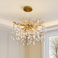 8-Light Modern Silver Crystal Chandelier 23.6", Tree Branch Pendant Lighting for Home
