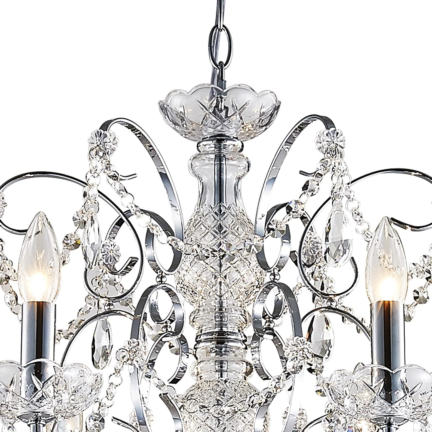 Saint Mossi 6-Lights Crystal Chandelier Crystals Raindrop Chandelier,Modern Crystal Pendant Light Fixture Modern Chandelier for Bedroom,Living Room,Dining Room,H22 X D24,Chain Adjustable
