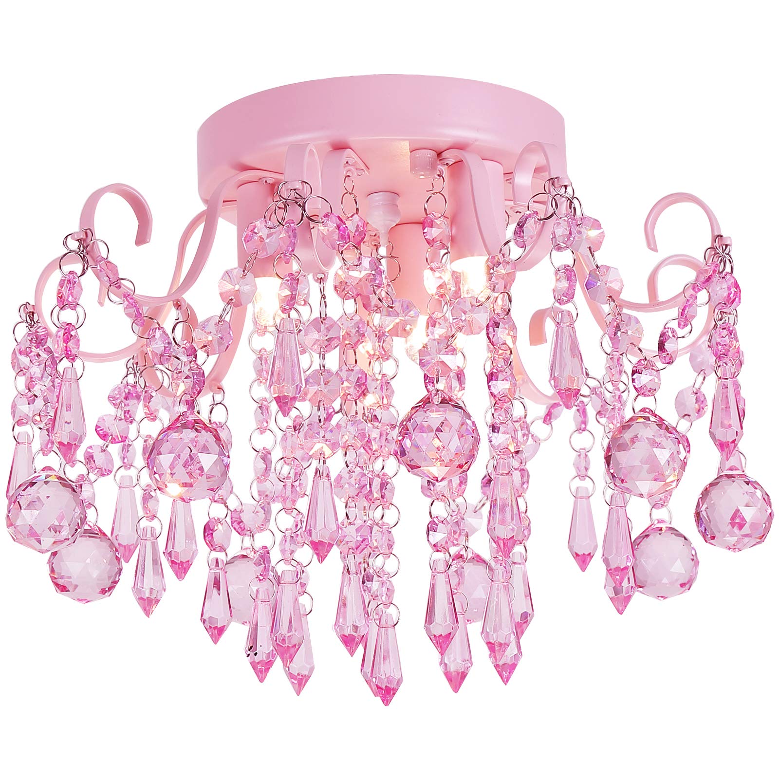 Q&S Modern Gold Crystal Chandelier Amber Crystal Pendant Light 6 Lights for Bedroom Dining Room Entryway Hallway Office Bathroom UL Listed