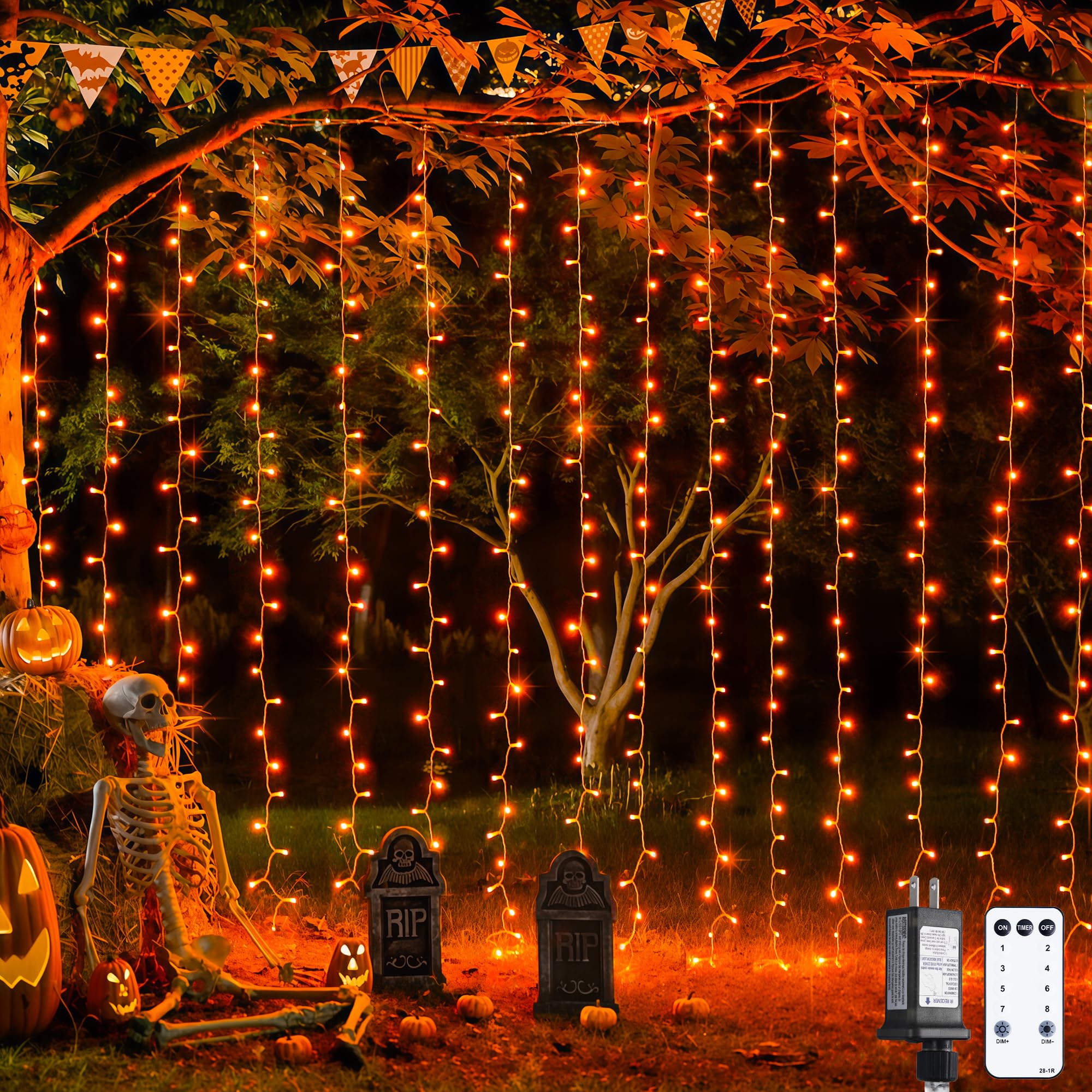 Warm White 600 LED Curtain String Lights 9.5×19.6ft, Indoor Outdoor Wedding Decor Lights