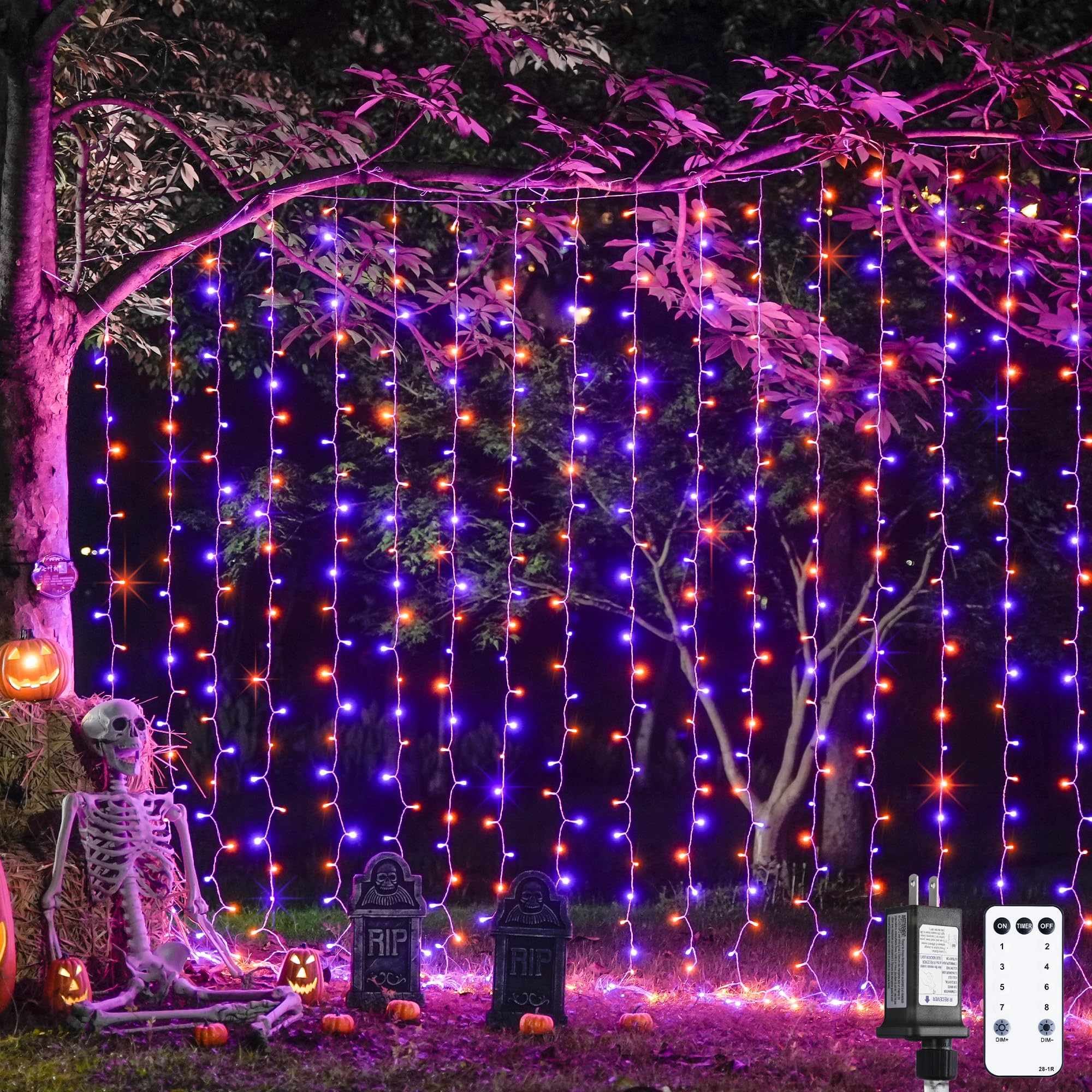 Warm White 600 LED Curtain String Lights 9.5×19.6ft, Indoor Outdoor Wedding Decor Lights