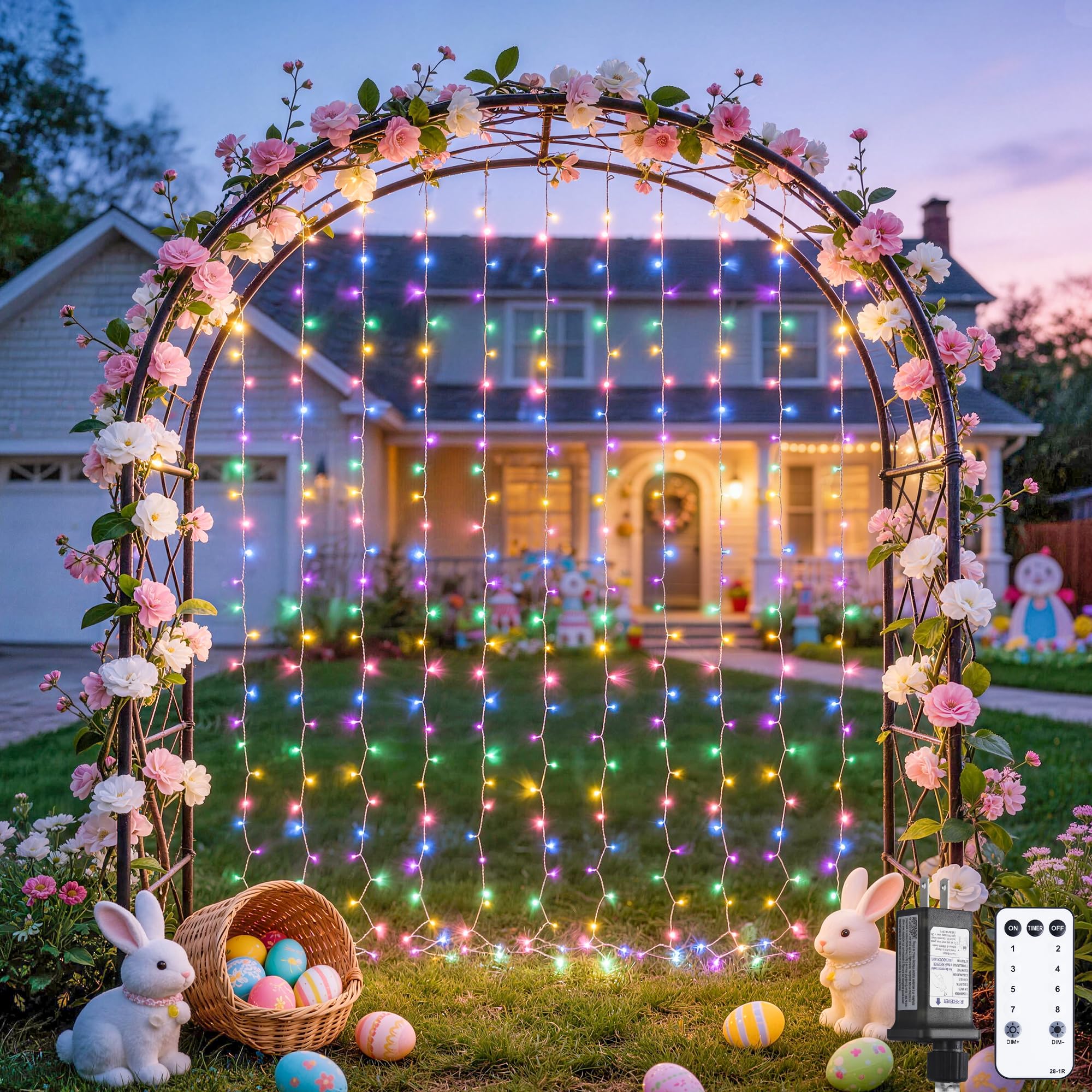 Warm White 600 LED Curtain String Lights 9.5×19.6ft, Indoor Outdoor Wedding Decor Lights