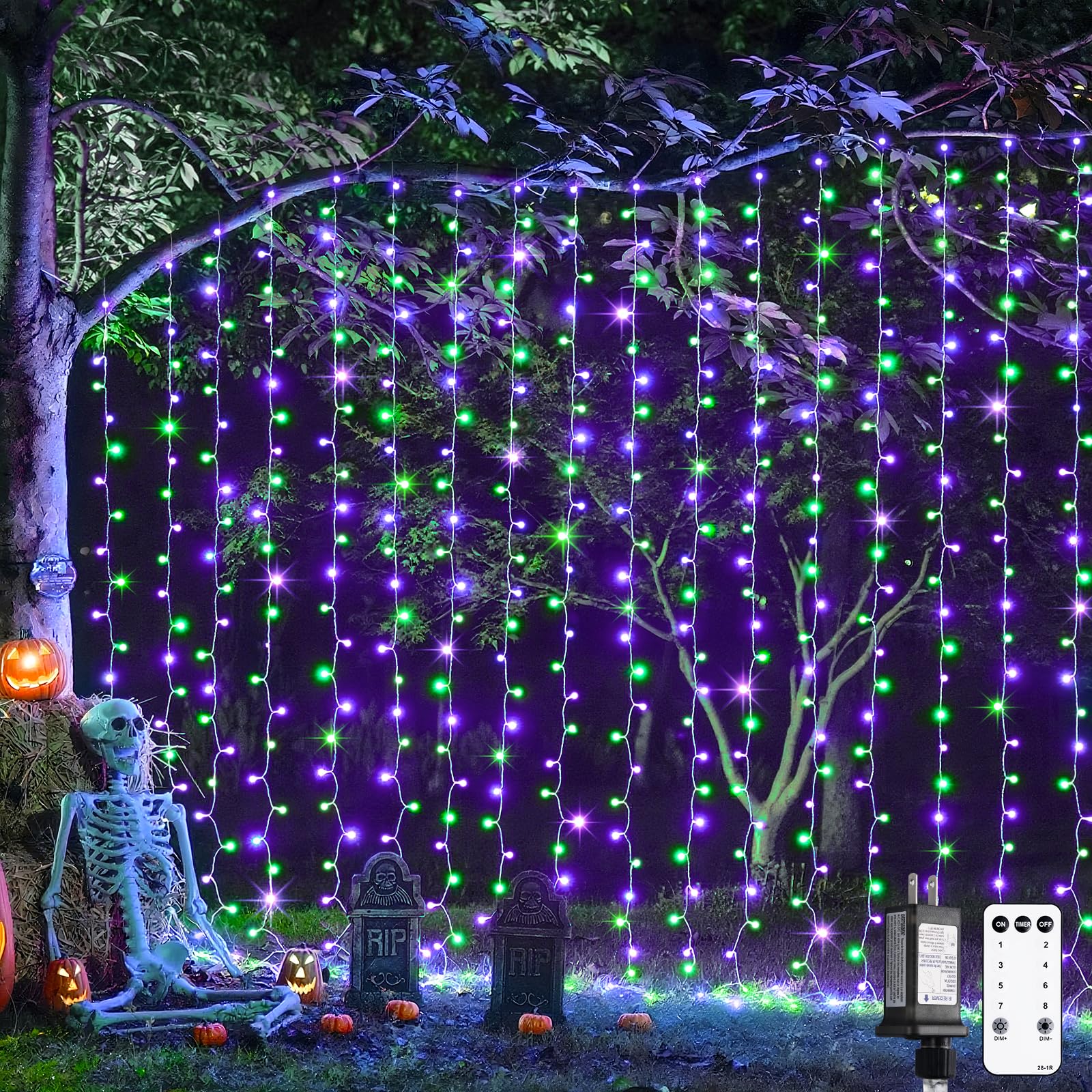 Warm White 600 LED Curtain String Lights 9.5×19.6ft, Indoor Outdoor Wedding Decor Lights