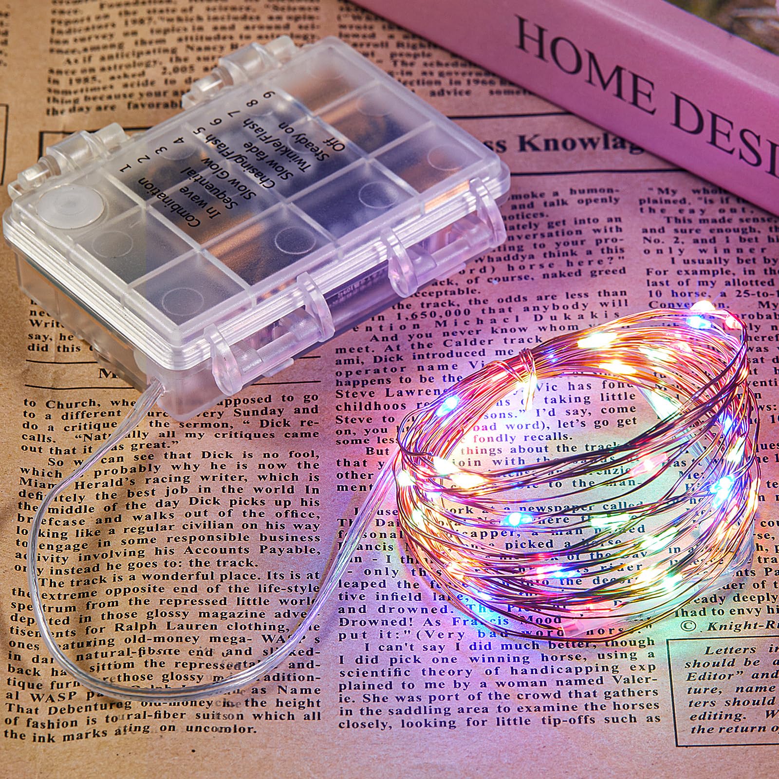 Ariceleo 4 Pack 65.6 Ft. Battery Operated Outdoor String Lights with Remote & Timer, LED Warm White Fairy Lights, Waterproof Twinkle Lights for Bedroom, Dorm, Mason Jar, Wedding, Party, Christmas