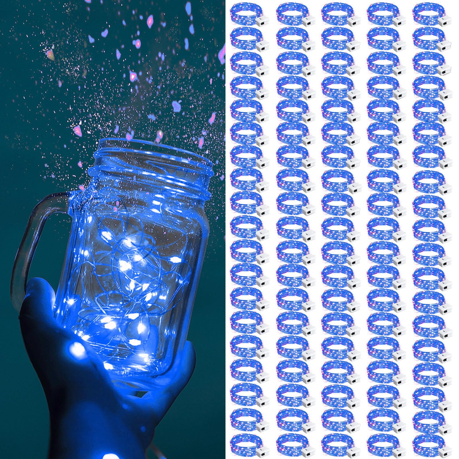 ZGWJ Fairy Lights Battery Operated, 50 Pack Twinkle String Lights 20 LED 7FT 3 Lighting Modes for Bedroom Decor, Easter, Halloween, Christmas, Party Indoor and Outdoor Decoration Colorful