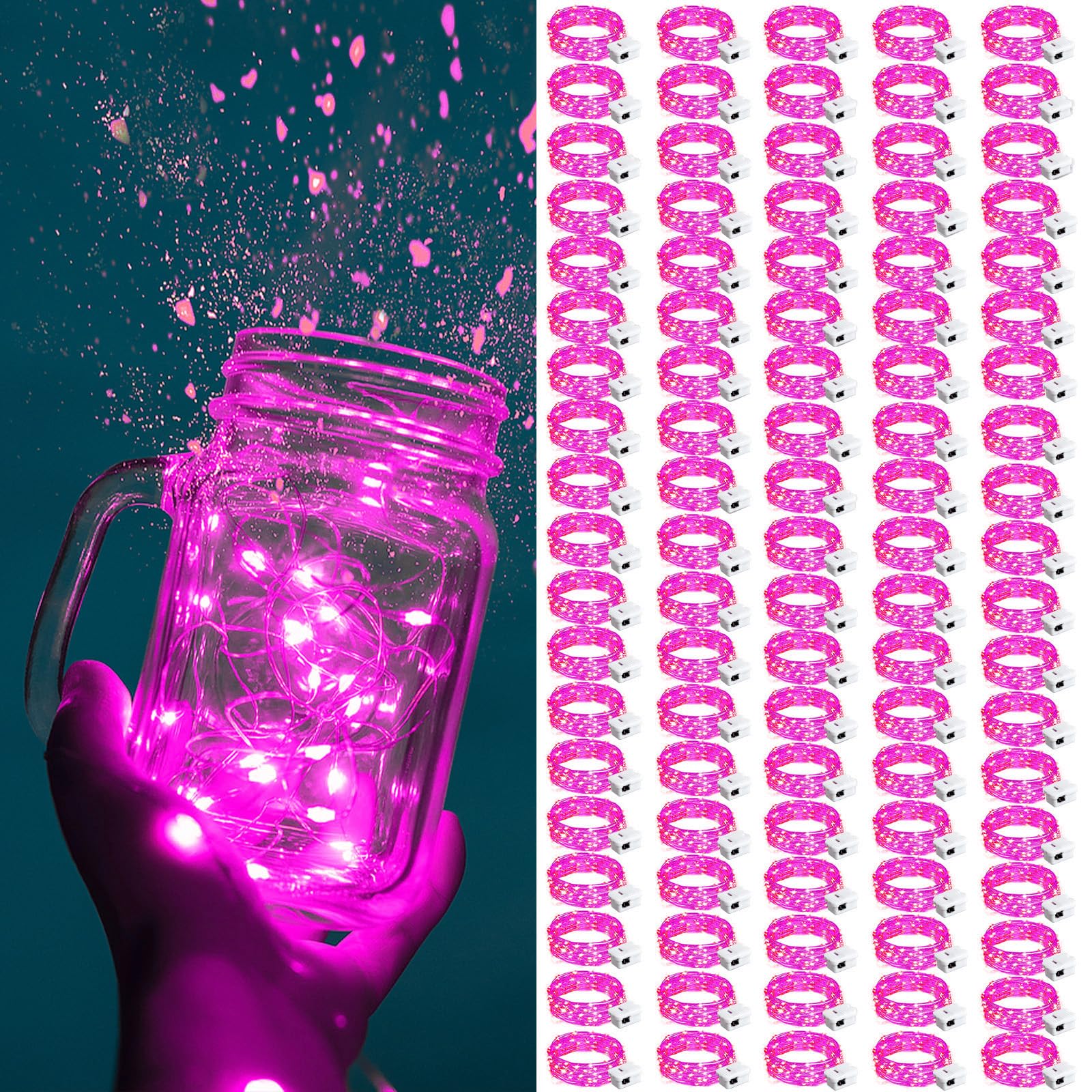 ZGWJ Fairy Lights Battery Operated, 50 Pack Twinkle String Lights 20 LED 7FT 3 Lighting Modes for Bedroom Decor, Easter, Halloween, Christmas, Party Indoor and Outdoor Decoration Colorful