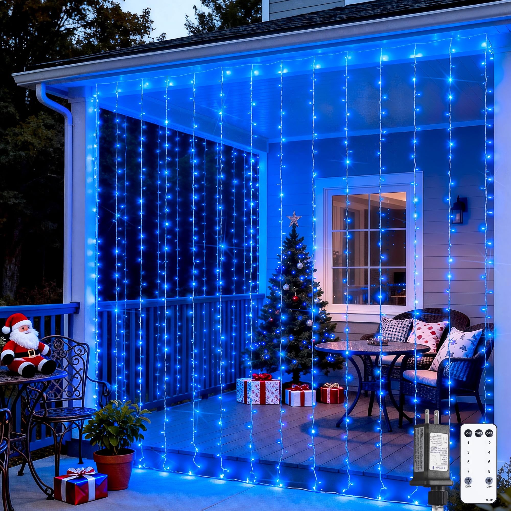 Warm White 600 LED Curtain String Lights 9.5×19.6ft, Indoor Outdoor Wedding Decor Lights