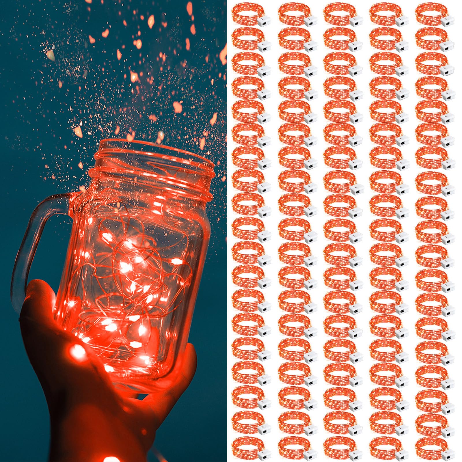 ZGWJ Fairy Lights Battery Operated, 50 Pack Twinkle String Lights 20 LED 7FT 3 Lighting Modes for Bedroom Decor, Easter, Halloween, Christmas, Party Indoor and Outdoor Decoration Colorful